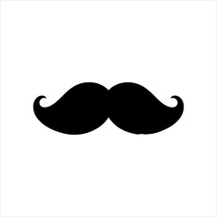 Black cartoon mustache silhouette vector illustration on white background 