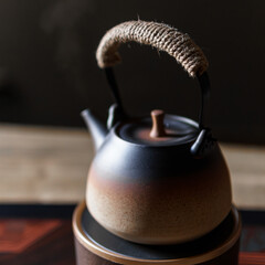 Beautifully designed and elegant Japanese Tea Kettle comes with a charming woven handle