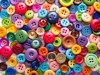 Fototapeta premium Sewing Buttons Panoramic Clipping Path Isolated