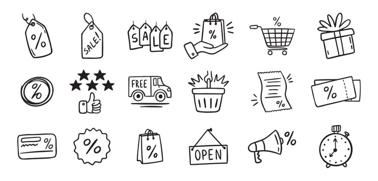 Loyalty card hand drawn doodle element icons. Symbol for Loyalty card, incentive program outline illustration icon