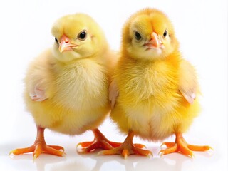 Fototapeta premium Two Young Broiler Chickens - Isolated, Bright, High-Quality Image