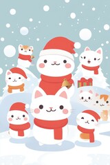 Cute animals dressed for winter festivities.