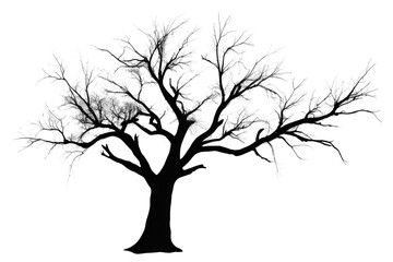 Halloween black tree branch watercolor, hand drawing silhouette of tree  isolated background, art illustration, Generative AI