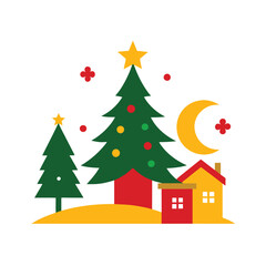 Twinkling christmas eve color vector 