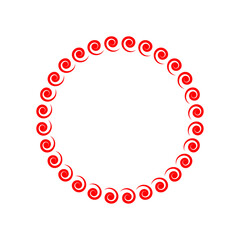 round retro frame with floral pattern