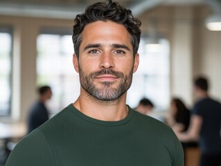 Obraz premium portrait of a handsome man with curly hair and beard