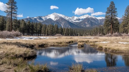 Serene Mountain Landscape with Clear Lake and Majestic Snow Peaks