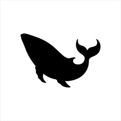 Fototapeta premium Dolphin black silhouette vector illustration on white background 