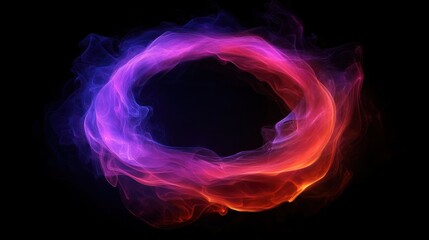 Vibrant Abstract Energy Sphere of Purple and Red Smoke in a Dark Background with Halo Lighting and Magical Glowing Effects