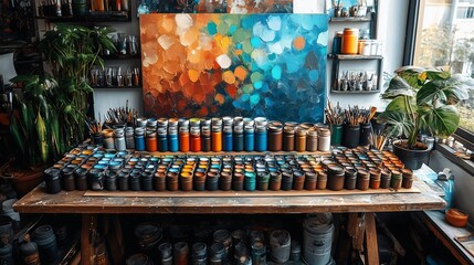 Naklejka premium Artistic Workspace A Haven for Creativity