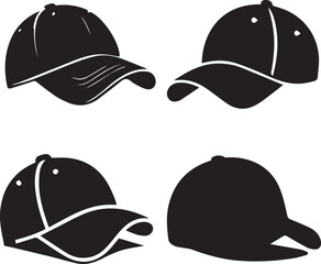 Silhouette Collection of Baseball Caps - Adobe Stock
