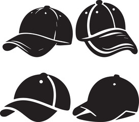 Silhouette Collection of Baseball Caps - Adobe Stock