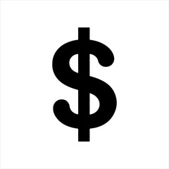 Black dollar sign silhouette vector illustration on white background 