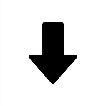 Black downloding arrow silhouette vector illustration on white background