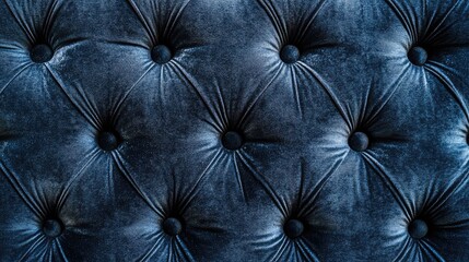 Fototapeta premium Luxurious Blue Velvet Upholstery with Elegant Button Tufting Design