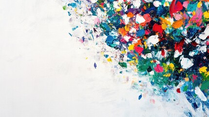 Fototapeta premium Vibrant Abstract Art with Colorful Brush Strokes on White Canvas