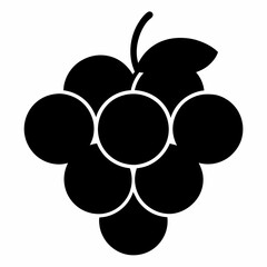 Black Silhouette Grapes Vector Art Illustration