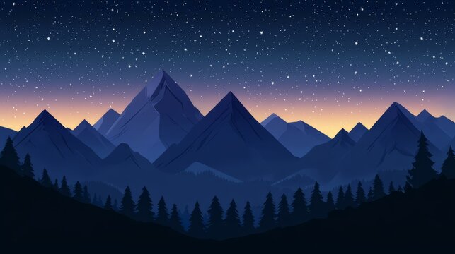 Silhouette of a mountain range under a twi