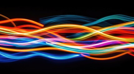 Colorful Abstract Light Trails on Dark Background for Modern Artwork