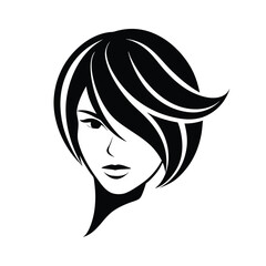 Women hair style asymmetrical cut silhouette