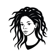 Women hair style dreadlocks silhouette