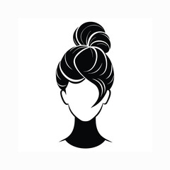 Women hair style top knot bun silhouette
