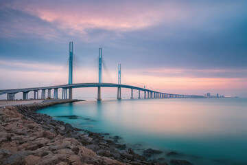 Obraz premium Superb Vasco da Gama bridge in Lisbon by night, Portugal