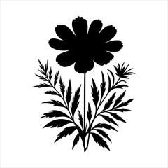 Flower silhouette vector illustration on white background