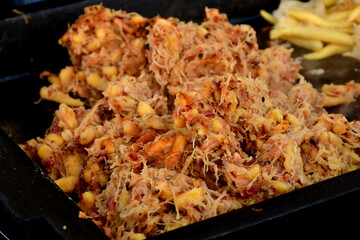 potato dumblings with sauerkraut at a German Christmas market