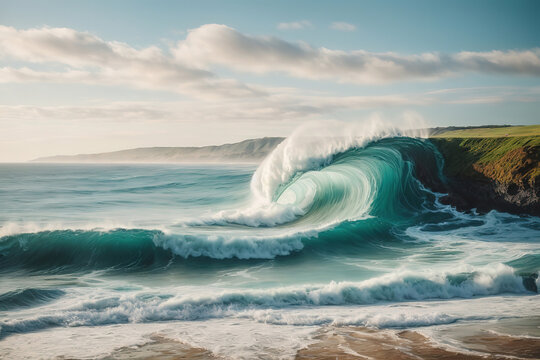 Incredible Nice view of the beautiful Os Castros Beach captured on a cloudy day in Ribadeo