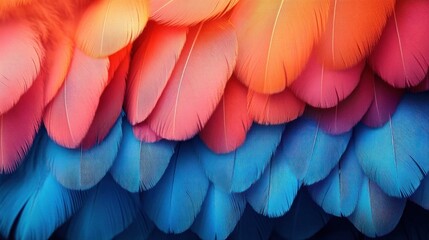 Vibrant Multicolored Feathers Close-Up Soft Background