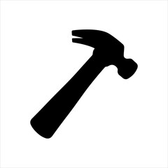Black hammer silhouette vector illustration on white background 