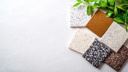 Colorful Composite Samples with Greenery on Light Background