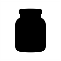 Black jar bottle silhouette vector illustration on white background