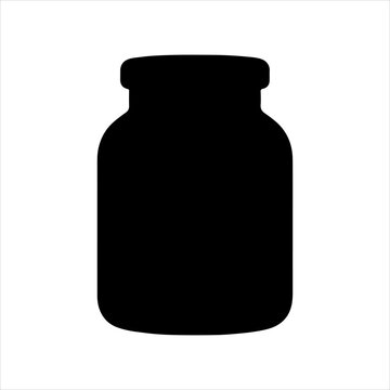 recommend clip art: Black jar bottle silhouette vector illustration on white background