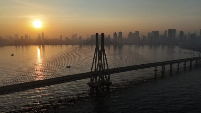 sunrise over the Bandra Worli Sea link , MUMBAI 