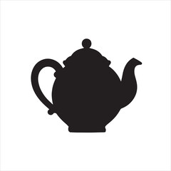 Teapot Black silhouette vector illustration on white background