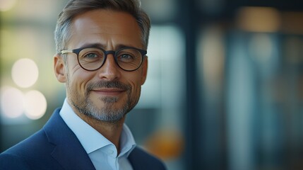 Closeup portrait of a businessman with glasses