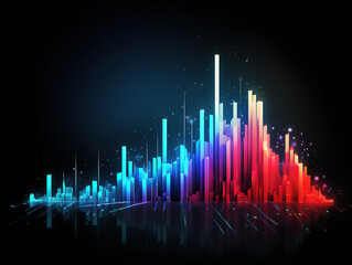 Eye catching City skyline with colorful stripes