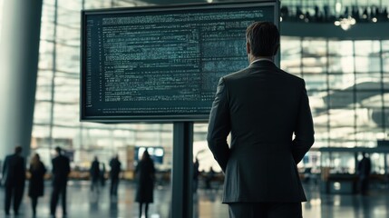 Fototapeta premium Businessman Analyzing Data in a Modern Office Environment