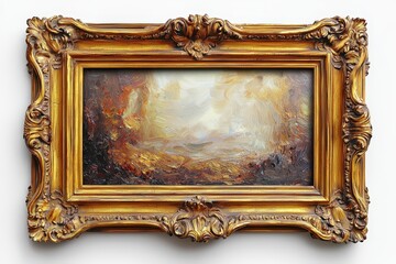 Dramatic Landscape in Ornate Golden Frame