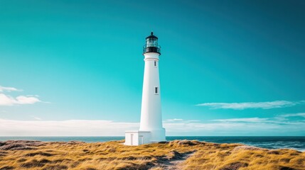  solitary lighthouse stands against a serene ocean backdrop 