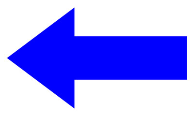 left arrow. blue color arrow icon.