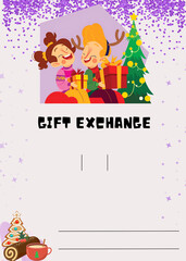 Christmas Holiday Gift Exchange Background Party Invitation Blank Template