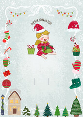 Christmas Holiday Gift Exchange Background Party Invitation Blank Template