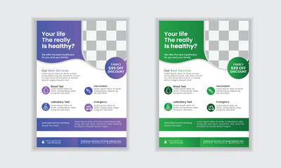 Simple corporate medical healthcare medical flyer template layout design for print