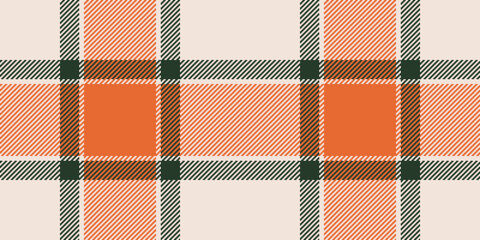 Store pattern textile vector, new year seamless texture check. Mat background fabric tartan plaid in light and orange colors.