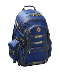 Naklejka premium High-quality image of a hiking backpack with multiple compartments, straps, and ergonomic design, isolated on a transparent background. Ideal for outdoor, travel, and adventure projects.