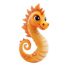 Fototapeta premium 3D rendering icon Sea horse illustration PNG. cartoon minimal style on transparent isolated background.