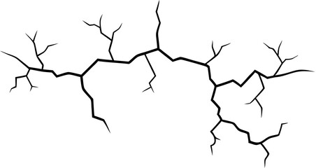 
Dry cracked ground with sharp soil black and white vector silhouette 

